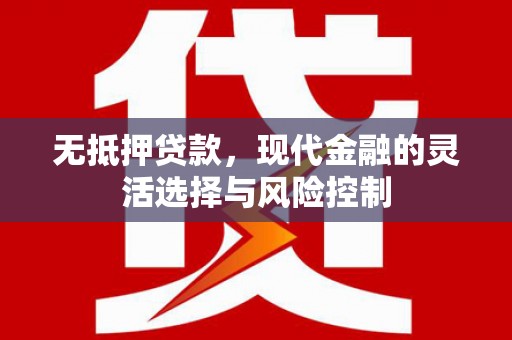 永安无抵押贷款，现代金融的灵活选择与风险控制