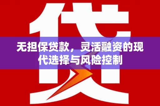 永安无担保贷款，灵活融资的现代选择与风险控制