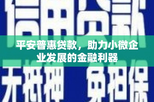永安平安普惠贷款，助力小微企业发展的金融利器